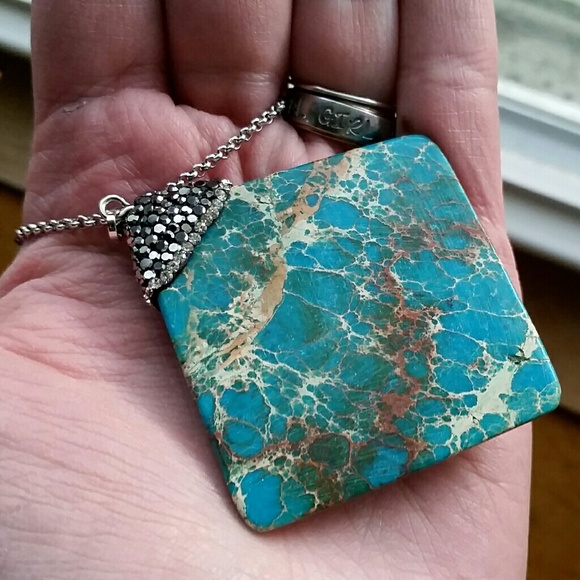 Stainless Steel Sea Sediment Jasper Necklace - Picture 7 of 8